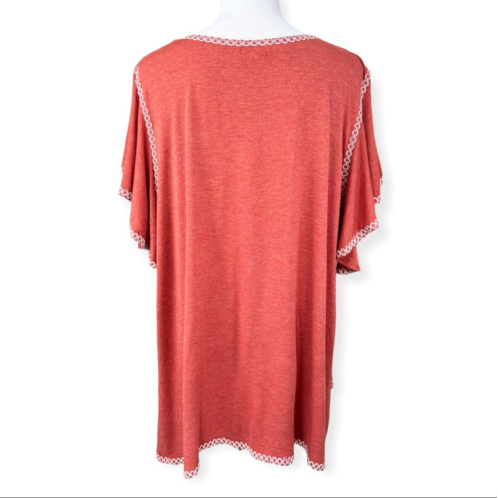 Max Studio Flutter Sleeve Embroidered Trim Jersey… - image 5